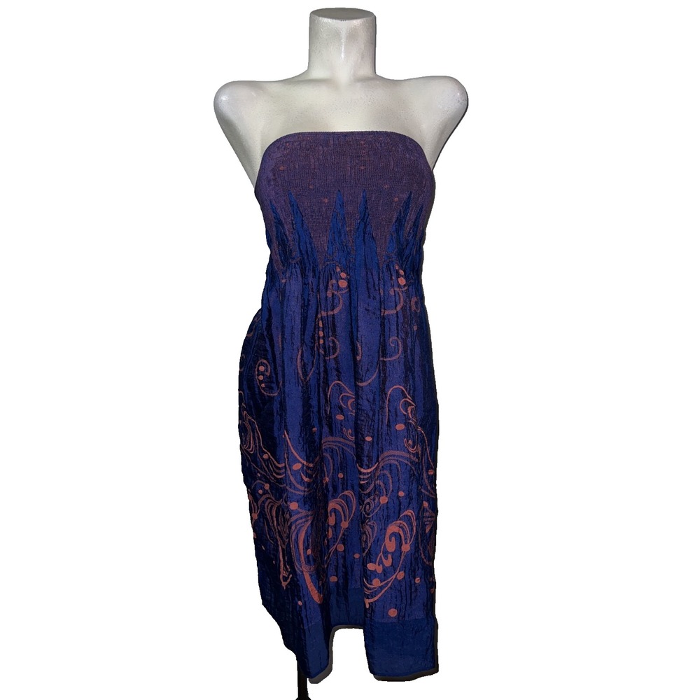 Anthropologie Lapis OS Blue Pink Boho Convertible Tube Dress Cover-Up Maxi Skirt